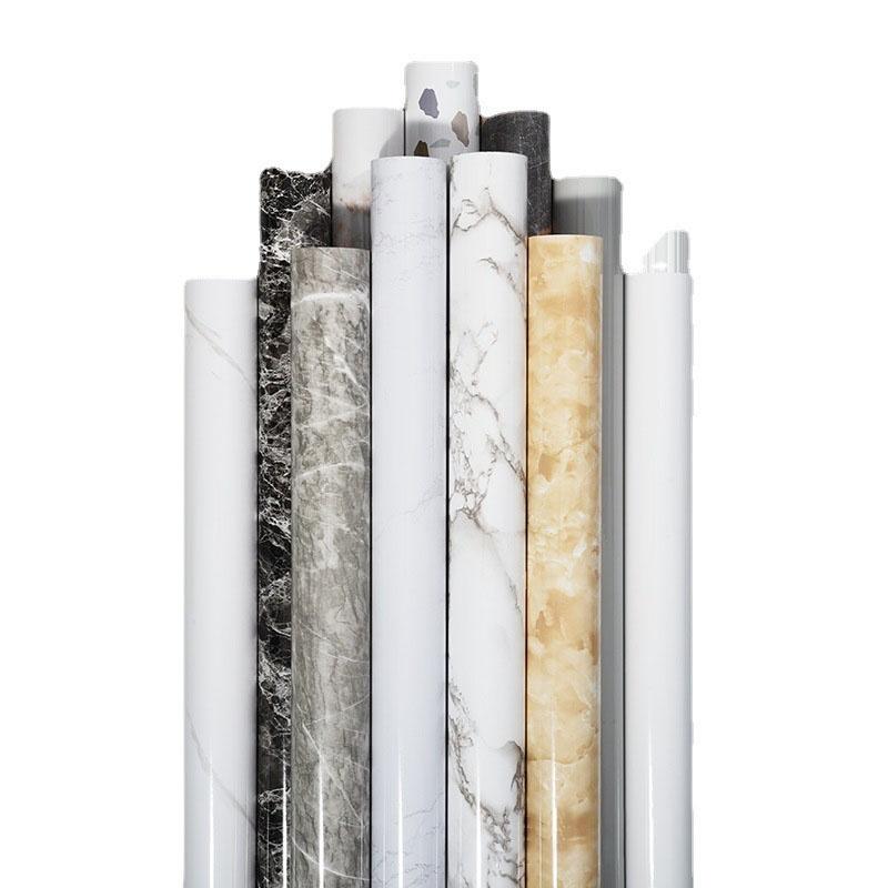 Самоклеящаяся пленка под мрамор - Термостойкая наклейка на кухонную столешницу, Водонепроницаемые, маслостойкие обои с отклеивающейся подложкой для обновления кухонных шкафов