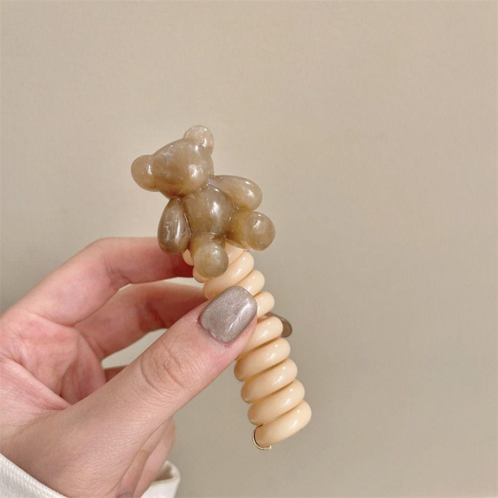 Little Bear Hair Ring Cute Telephone Cord Hair Ring High Quality Hair Rope  For Girl