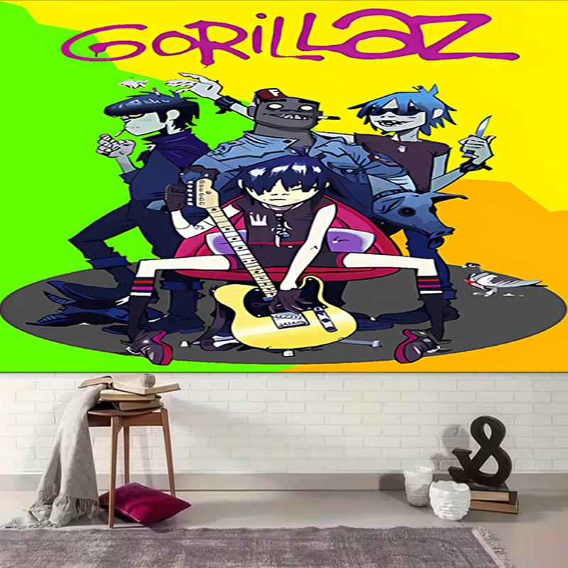 1pc G-Gorillaz band Tapestry, Living Room, Bedroom, Office, Party Decor, Ideal Festive Gift