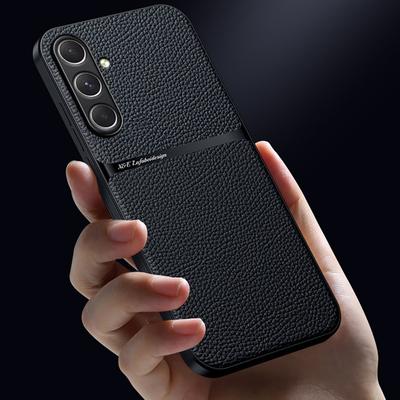 Для Samsung Galaxy A16 5G/4G Магнитный чехол Текстура личи Тонкий Мягкий ТПУ + ПУ Кожа Чехол для телефона