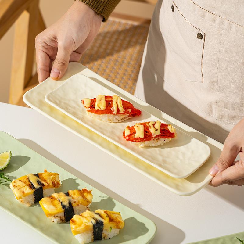Керамическая тарелка с каменным узором, прямоугольная, термостойкая, суши, кухонный диск, тарелка для еды в ресторане отеля, десертный диск