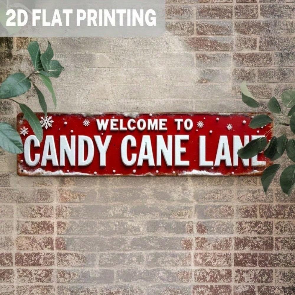 Винтажная металлическая табличка Candy Cane Lane Ретро Рождественский Декор Стены