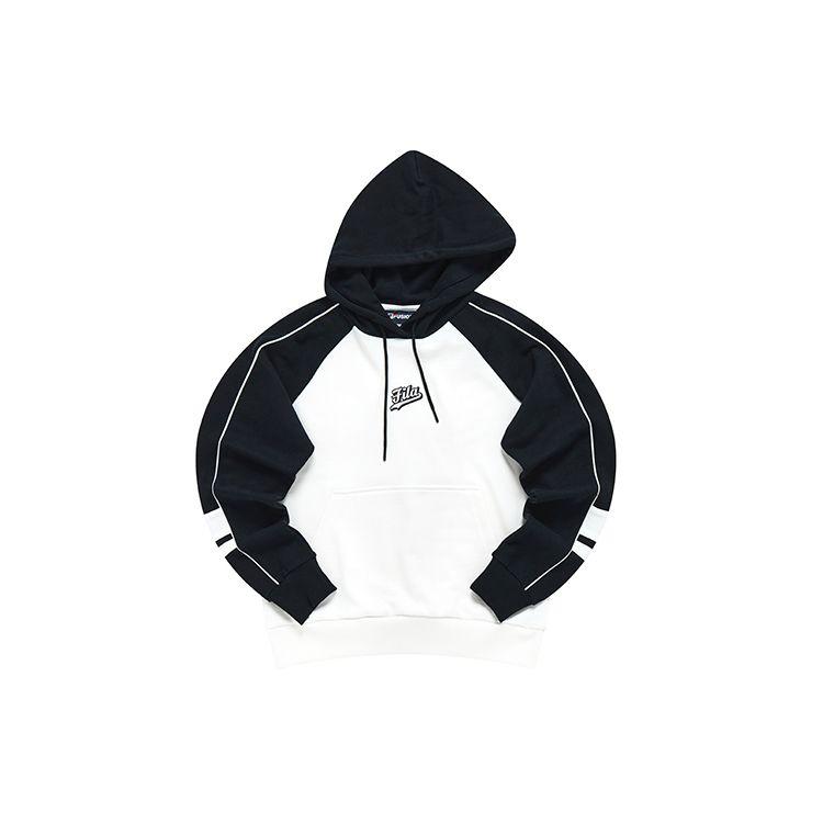 Fila Fusion Свитшот с капюшоном в стиле Color Block с вышивкой букв, американский повседневный спортивный свитшот, женский свитшот, белый T11W312210F-WT