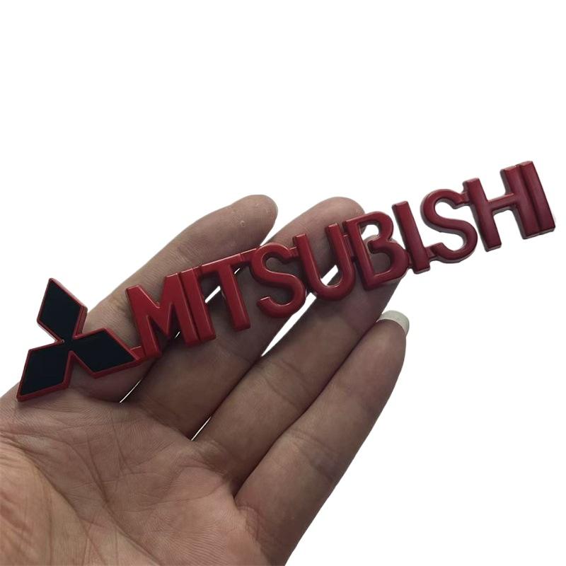 Car 1Pcs 3D Metal Zinc Alloy Car Body Emblem Badge Exterior Decorative Creative Stickers For Mitsubishi Outlander Pajero Lancer