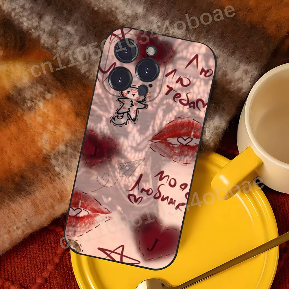 Красная губа Чехол для телефона для iPhone 17,16,15,14,13,12,11,Pro,MAX,Plus ТПУ Мягкий Приятный для кожи Чехол