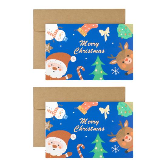 1 Set Greeting Card Cute Cartoon Designs Merry Christmas Card Smooth Writing Greeting Card for Festive Holiday