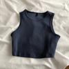 Solid Sleeveless Slim Tank Tops For Women High Elastic Elegant Crew Neck   Casual Bottoming Vest Summer Versatile Crop Top
