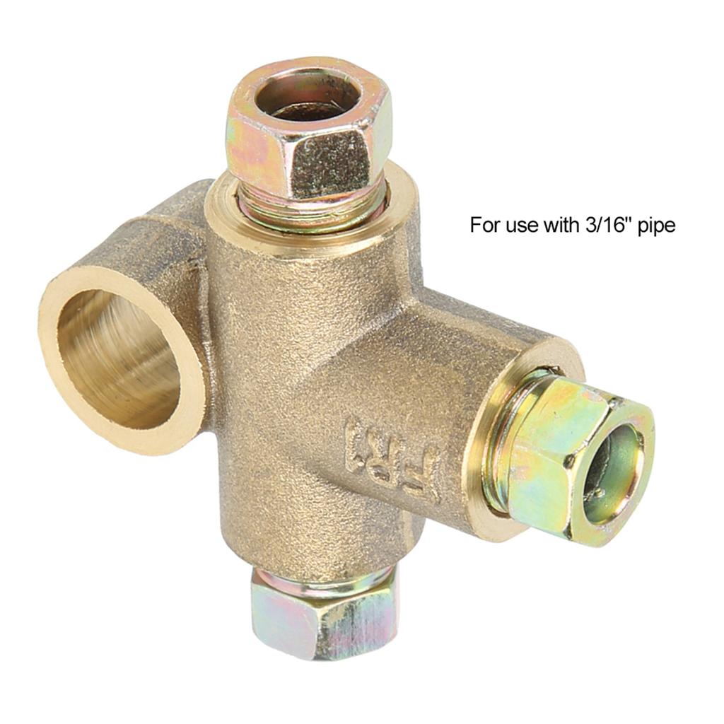 3 Way T shape Brake Tee With 3 Male Nuts Short Union M10 3/16in Pipe 10mm Car