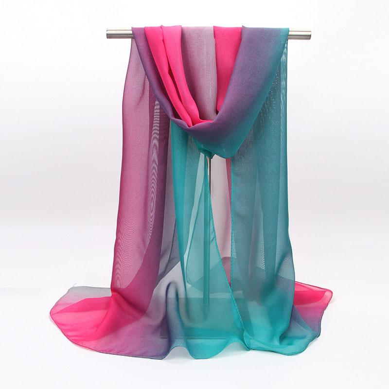 Silk Scarf For Women In Summer Fashionable Shawl Thin And Versatile Spring And Autumn Sand Scarf Long Chiffon Small Strip Scarf