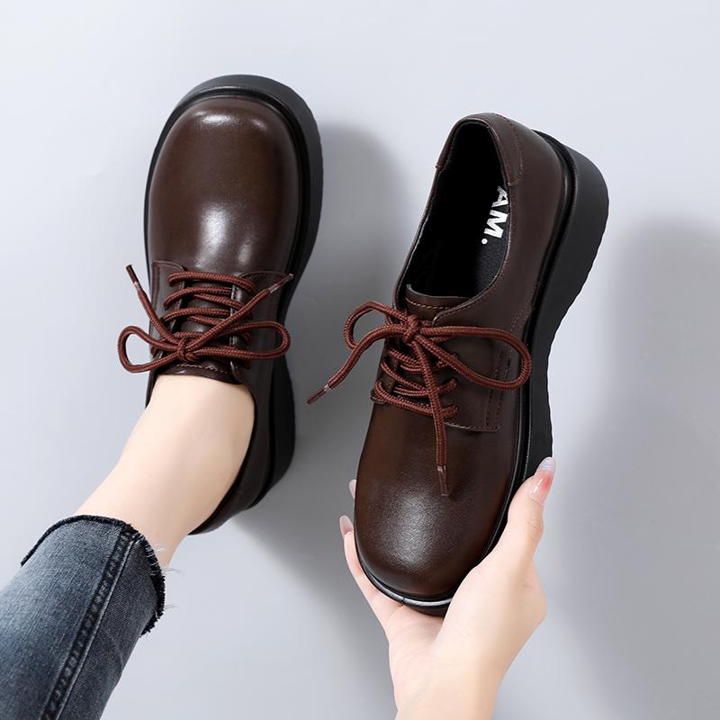 Женские кожаные лоферы Woodpecker с мягкой подошвой - Новинка 2025 года, повседневная обувь в британском стиле, черные, для осени