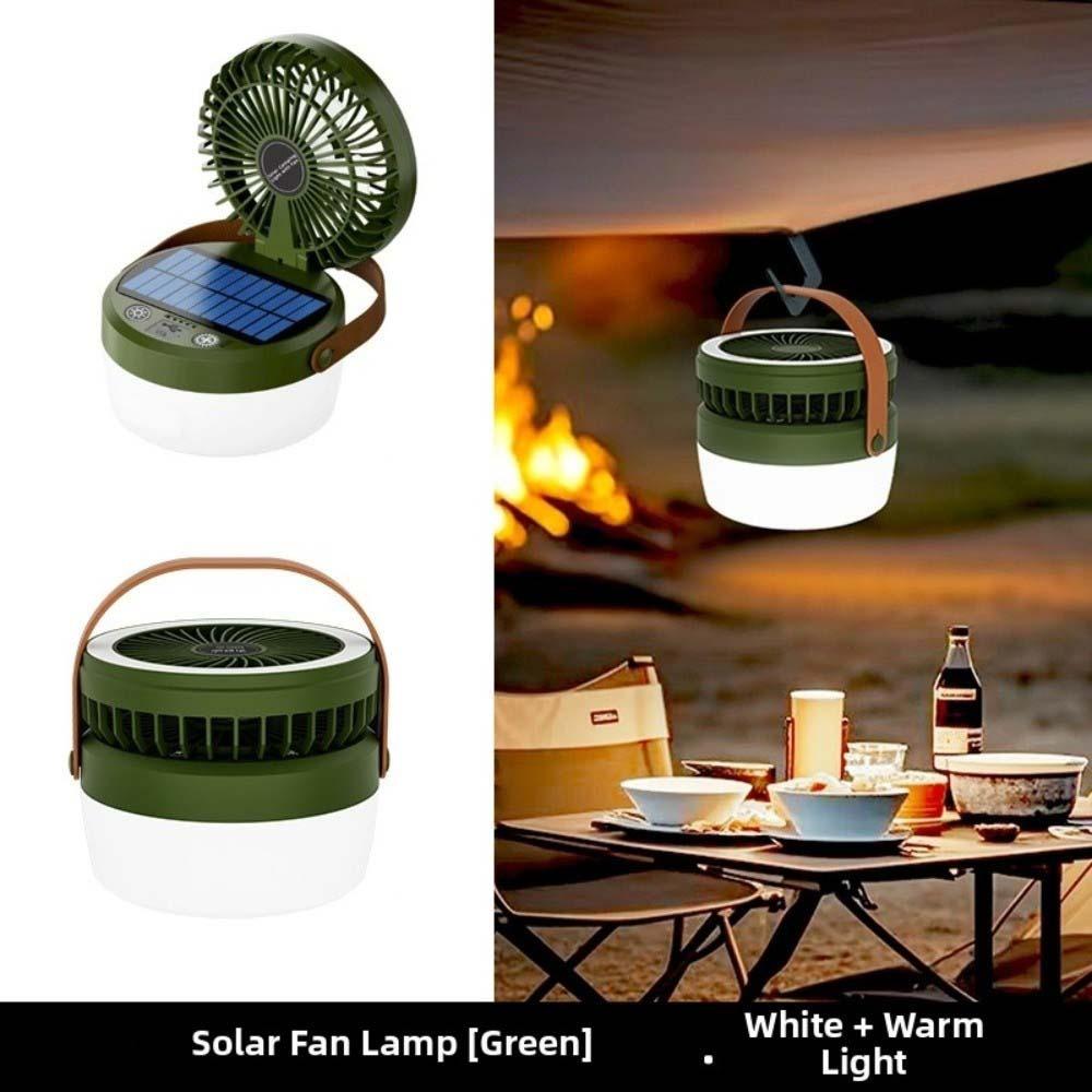 USB Rechargeable/Solar Portable Folding Fan Light Multi Functional Tent Hanging Lantern Travel