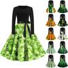 Women's Fashion Crew-neck Casual Slim-fit St. Patrick Print Long-sleeved Dress