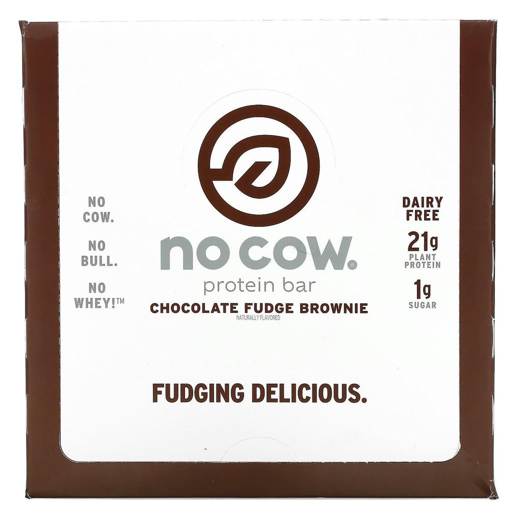 No Cow Protein Bar, Chocolate Fudge Brownie, 12 Packs, 2.12oz (60g) Each