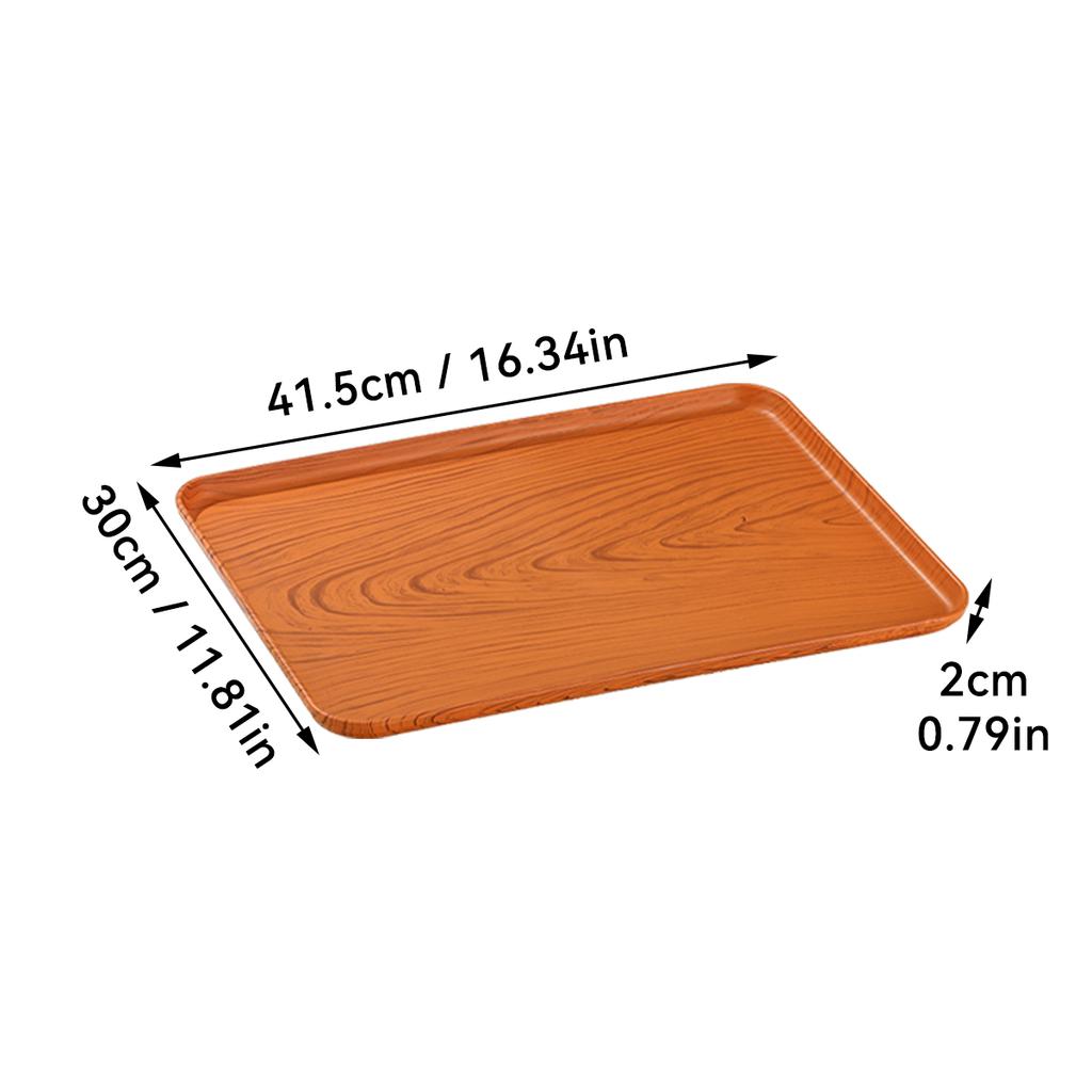 Прямоугольный поднос из пластика с текстурой под дерево, многоразовый сервировочный поднос, тарелка для фруктов, закусок, десертов, посуда, кухонная утварь