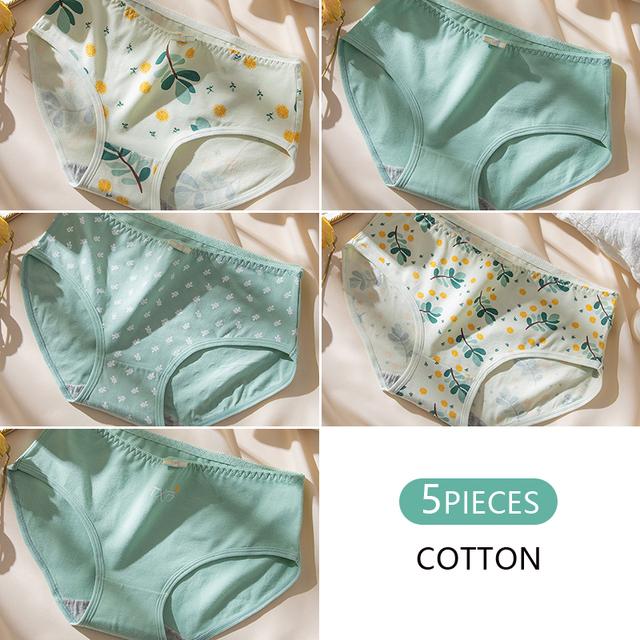 5 шт./компл. женские трусики из чистого хлопка, дышащее нижнее белье, трусы для девочек с милым принтом