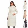 Women's Long Down Vests Sleeveless Hoodie Zip Up Puffe Jacket With Belt Quilted Padded Coat Outerwear