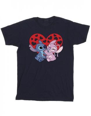 Хлопковая футболка с сердечками Lilo & Stitch для девочек