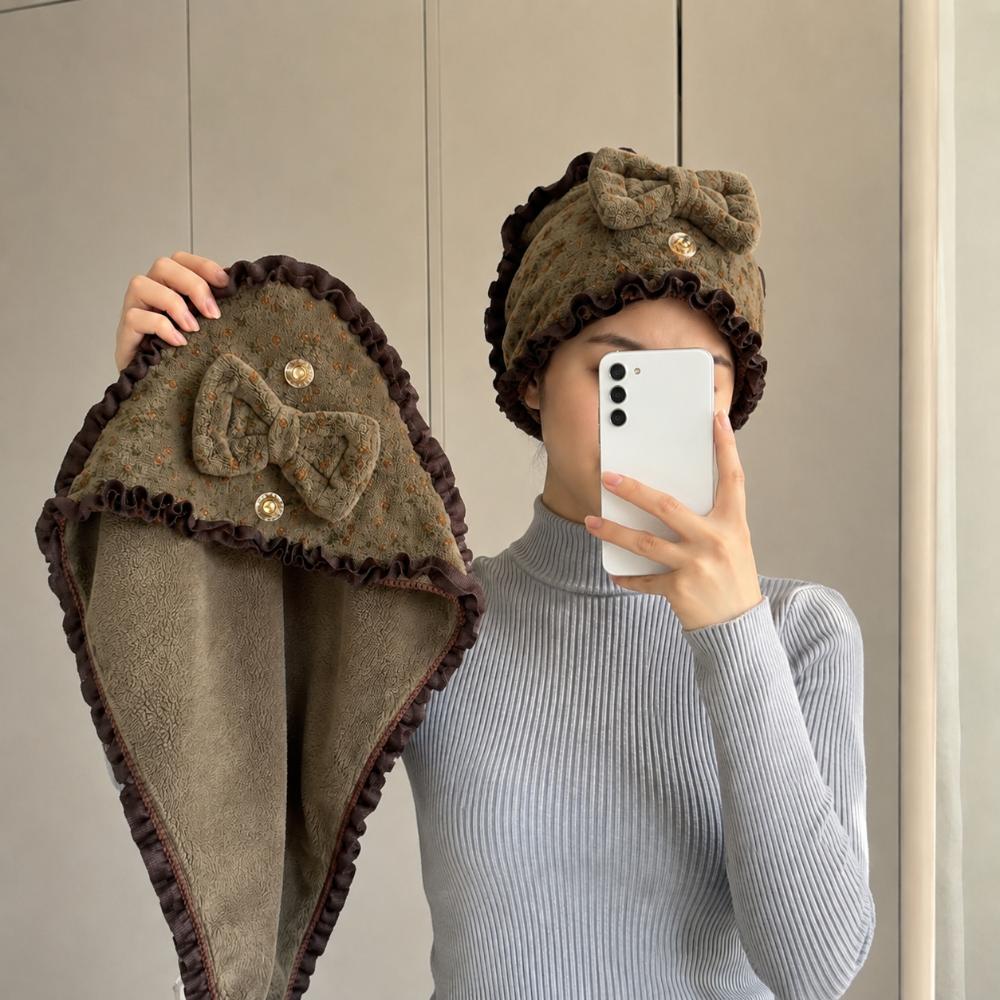 Coral Fleece Hair Towel Wrap Absorbent Shower Cap New Bow Dry Hair Cap For Bathroom,washing Hair