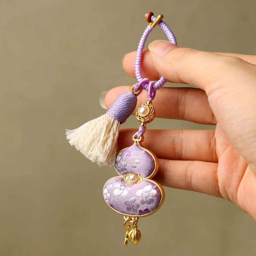 Handmade Woven Tassel Bag Pendant Blessing Gourd Key-chain Hanging Ornaments Couple