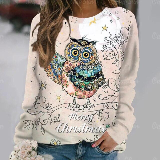 Осенняя модная футболка с длинным рукавом, популярные женские футболки Kawaii с принтом совы, Эстетическая женская одежда с круглым вырезом, повседневный уличный топ