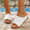 Women's Sandals Summer Solid Shoes Woman Casual Sandals Women Slip On Sandal Wedge Ladies Shoes Plus Size Hollow Slipper Female