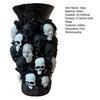 Gothic Skull Flower Vase Ornament Spooky Black White Skull Dried Artificial Flower Holder Resin Container Home Office Table Centerpiece Decoration