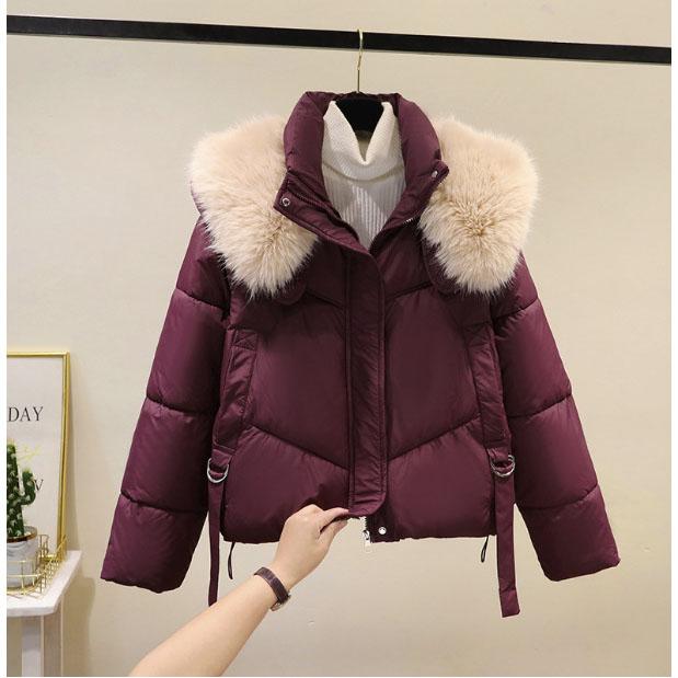 Women's Jacket Winter Fur Collar Long Sleeves Thickening Keep Warm Parkas Korean Fashion Slim Fit Street Parka Coats