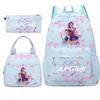 3 Piece School Backpack Set for Students Large Capacity Oxford Cloth Schoolbag with Shoulder Strap and Pencil Case