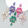 Teardrop Glass Diamond Floral Earrings for Women - European & American Style Party Accessories