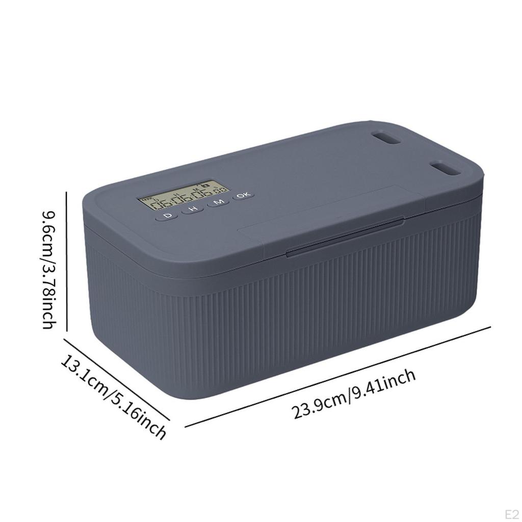 Lockable Storage Box Container Timed Black Organizer for Study Tools Personal Belongings