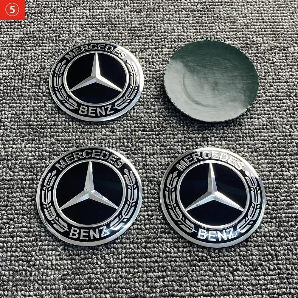 Автомобильная наклейка Новая 2025 Для Mercedes Benz 4 шт. 3D 56 мм 65 мм 75 мм Для Mercedes Benz Автомобильный значок Колпачки центральных отверстий дисков Накладки sti