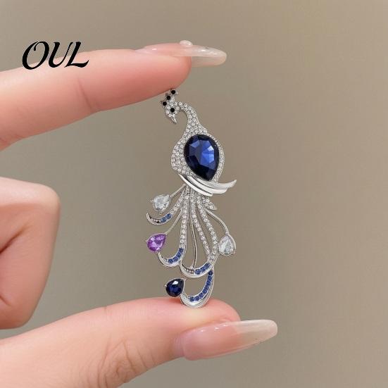 Sparkling Brooch Pin Faux Crystal Peacock for Women, Bling Rhinestone Coat Decoration Lapel Pin, Dainty Clothing Jewelry Wedding Party Prom
