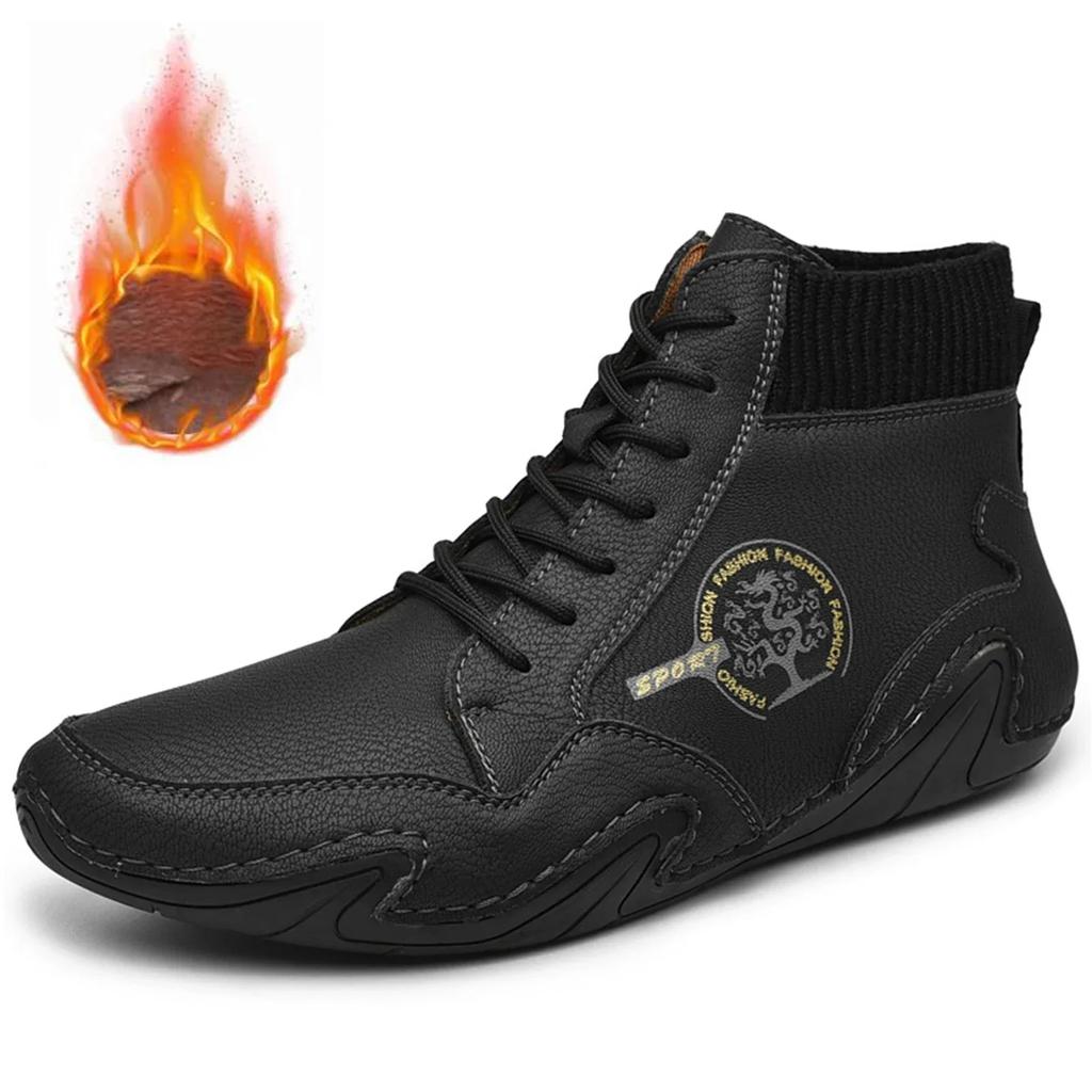 Удобная кожаная повседневная обувь для мужчин, легкая и прочная нескользящая обувь на плоской подошве для всех сезонов, мужские ботинки