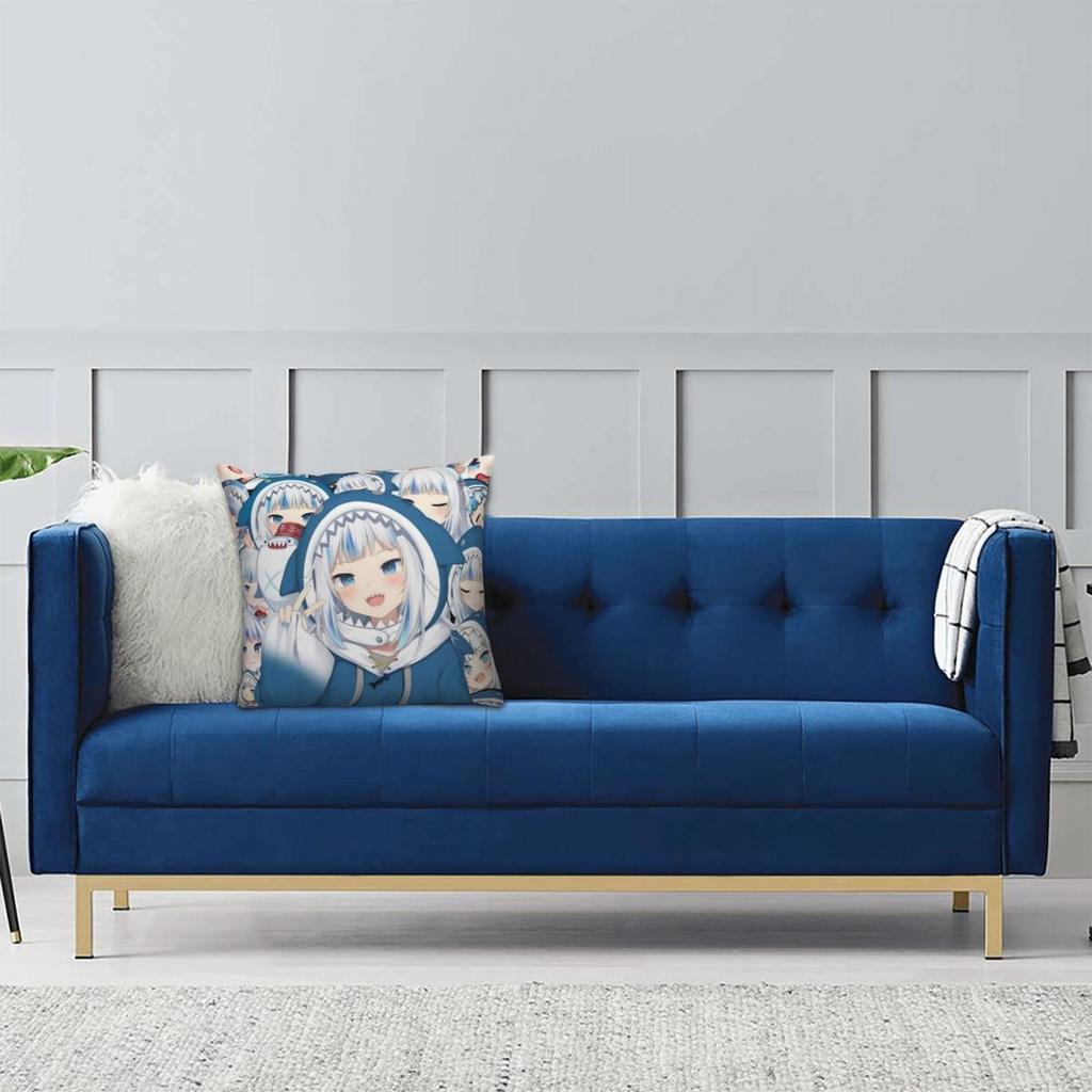 Pillow Cover Gura Gawr Cute Design Cushion Cover Kawaii Pillow Case For Sofa Home Decoration Pillowcases