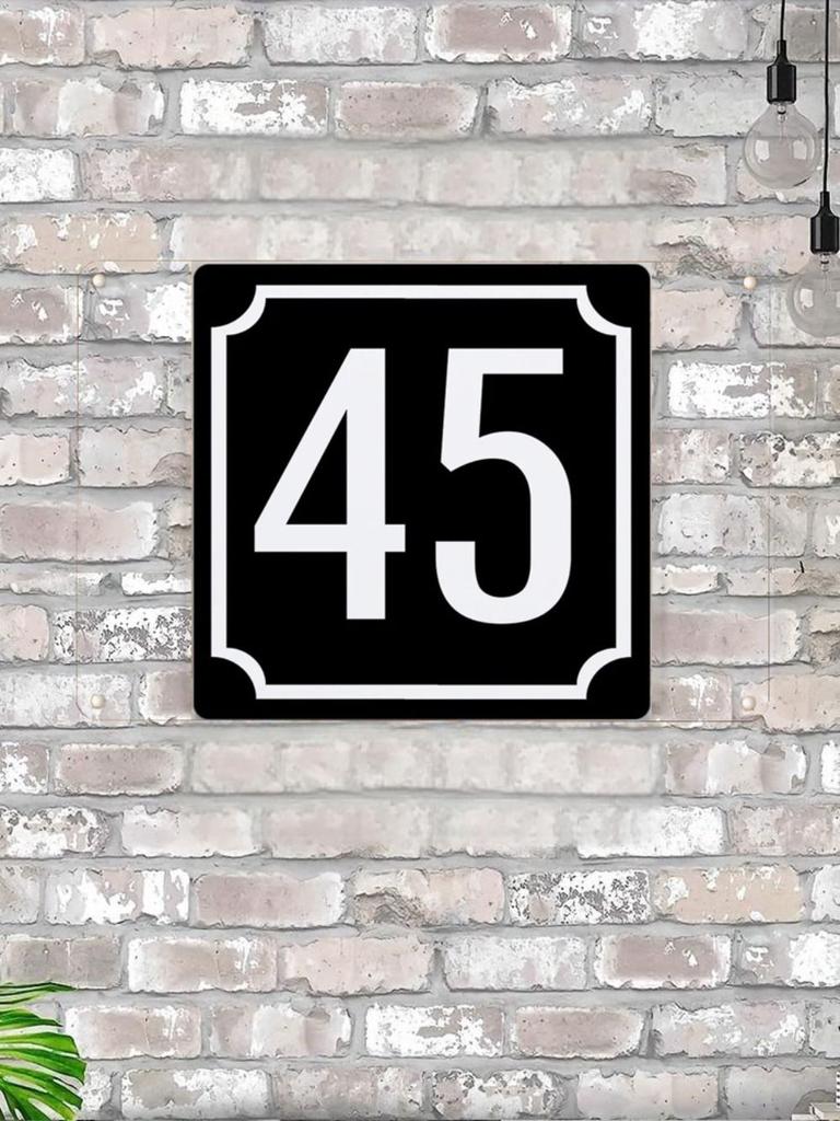 House Number X Classic Black Metal Sign 20x20cm, Modern Door Wall Decor