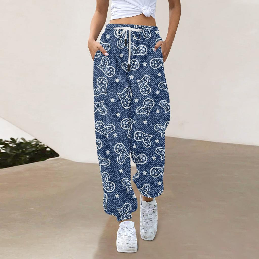 Женские повседневные модные спортивные штаны с имитацией джинсовой ткани и повседневные брюки