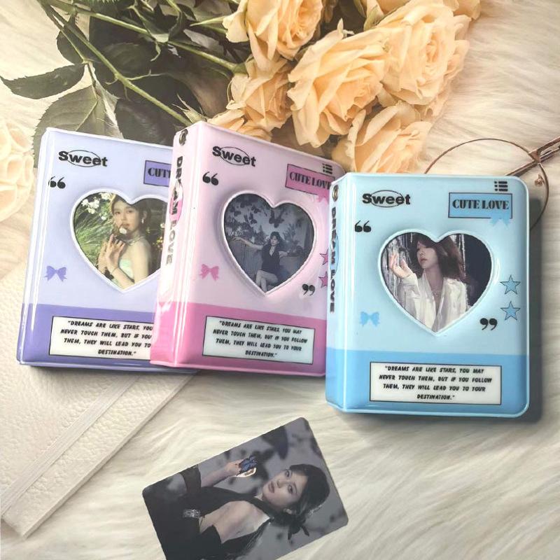 Letter Print 3 Inch Kpop Binder Round Hollow Photocard Holder Show Up Now Ins Photo Album Idol Cards Collect Book 40 Pocket