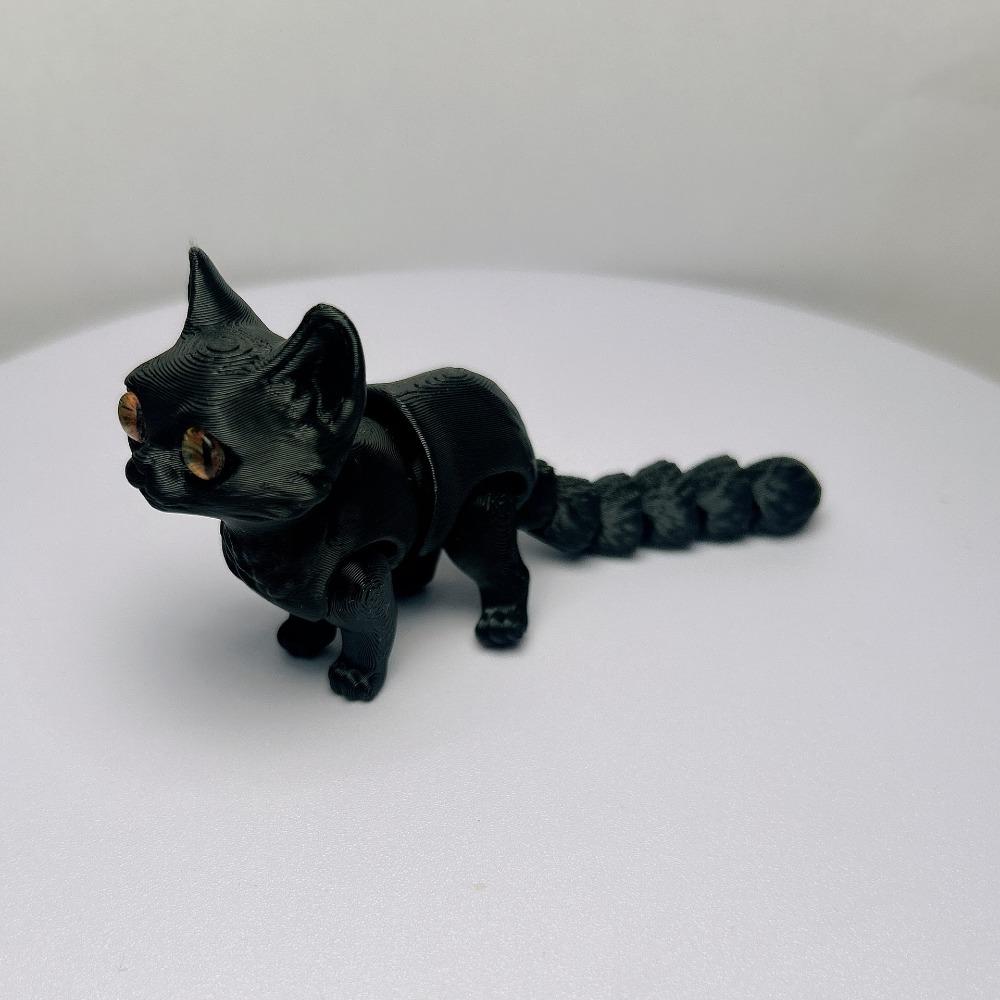 Big Eyes 3D Printed Cat Model Plastic Material 3D Printed Cat Figure Articulated Cats  Living Room