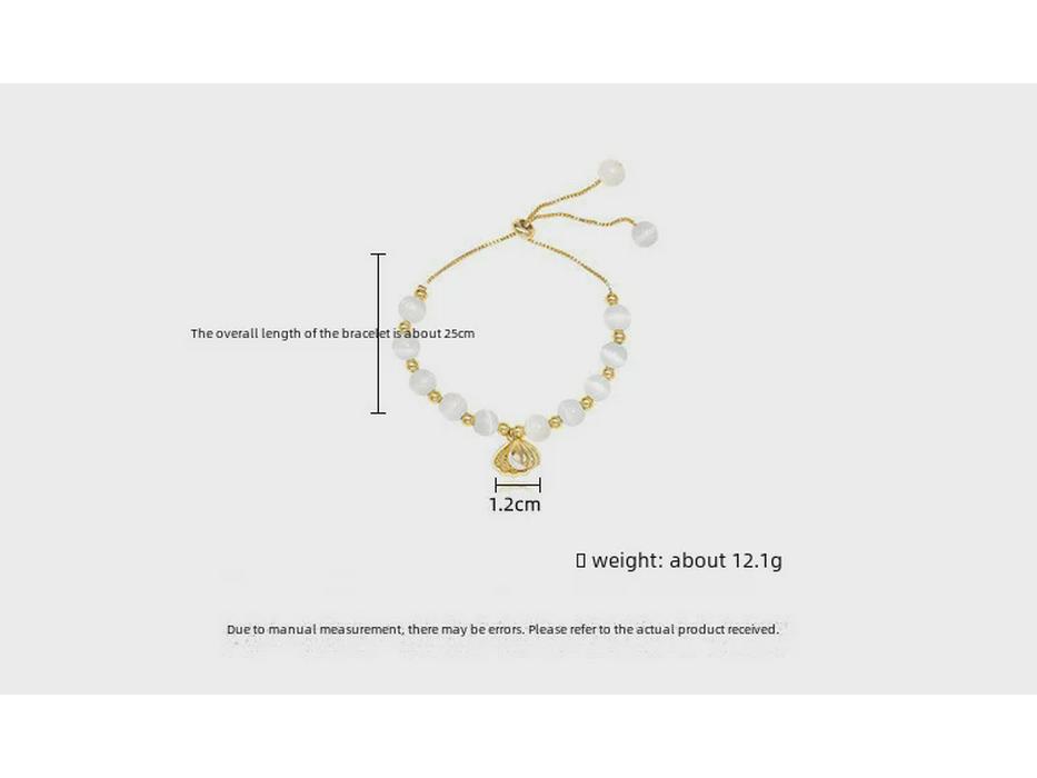 Браслет из пресноводного жемчуга в стиле барокко в корейском стиле - дизайн ракушки «кошачий глаз», простые украшения для студентов и подруг