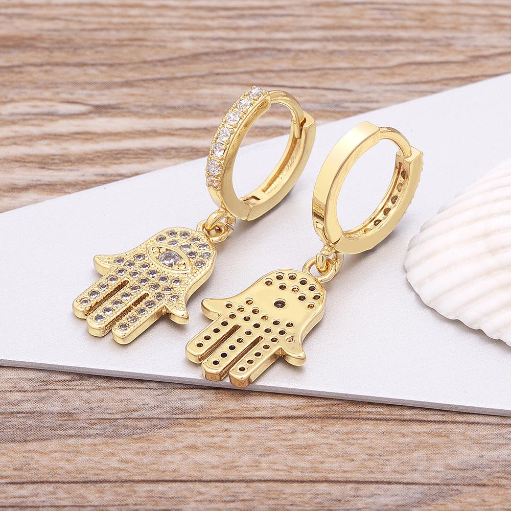 Nidin Fashion Luxury 14 Styles Wholesale Palm Tree Drop Earrings Micro Pave Cubic Zirconia High Quality Party Wedding Jewelry