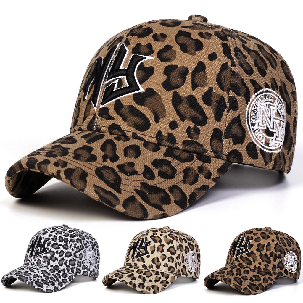 Unisex NY Embroidery Leopard Print Baseball Caps Spring Autumn Outdoor Adjustable Casual Hats Sunscreen Hat Sports Cap