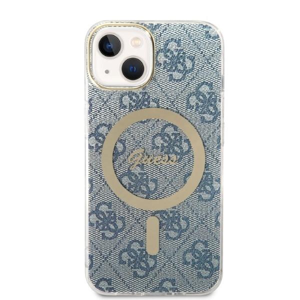 Guess GUBPP14MH4EACSB Case+ Charger Set iPhone 14 Plus / 15 Plus 6.7" blue/blue hard case 4G Print MagSafe