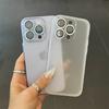 Роскошный матовый ультратонкий мягкий чехол TPU для iPhone 15 14 13 12 11 Pro Max прозрачный металлический защитный чехол для камеры