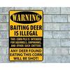 MerryPrint Baiting Deer Is Illegal Metal Sign 8x12 Inch Hunting Decor Wall Art for Man Cave Garage Halloween Home Room