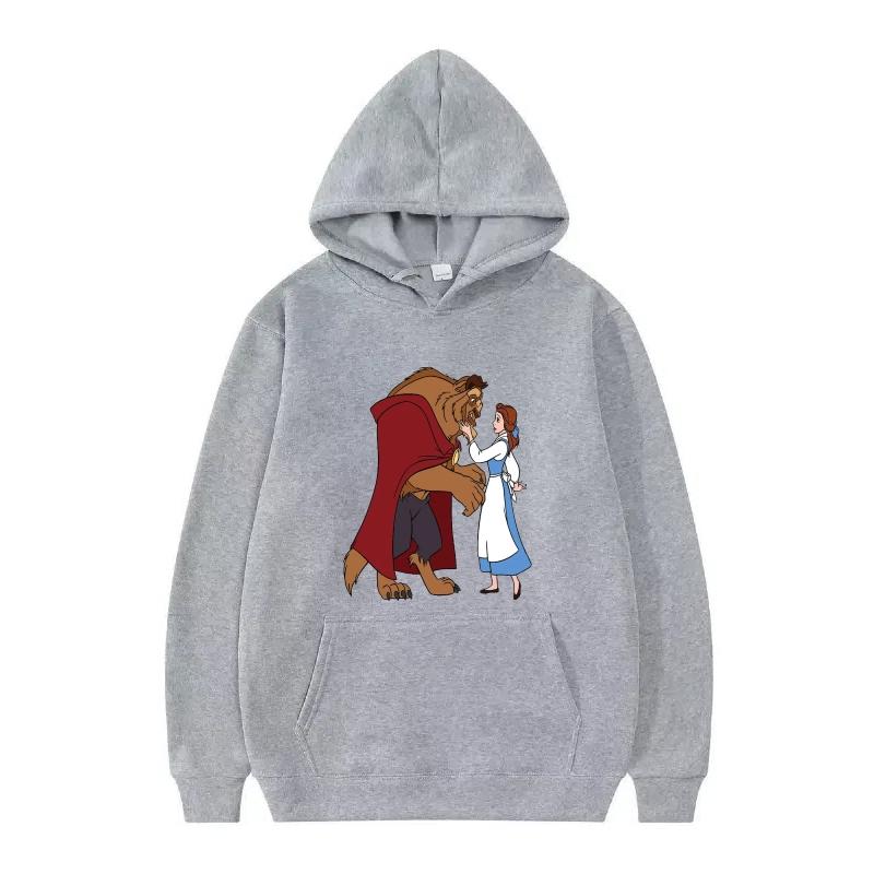 Disney Beauty And The Beast Princess Pattern Woman Loose Black Autumn Tops Clothes Pullovers Ladies Cheap Y2k Hoodies Men Sporty