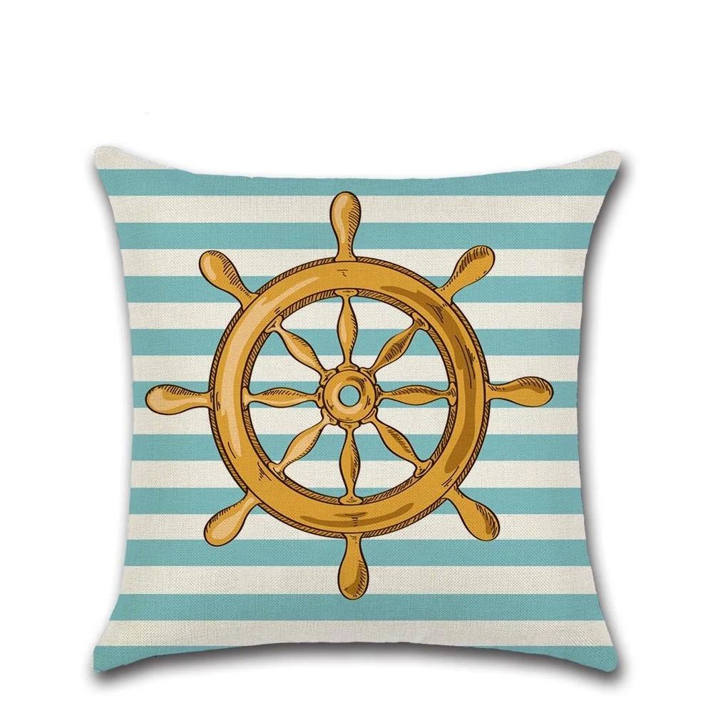 Подушка из хлопка и льна с рисунком морской черепахи и русалки, наволочка для украшения автомобиля, дома, дивана, декоративная наволочка 40018