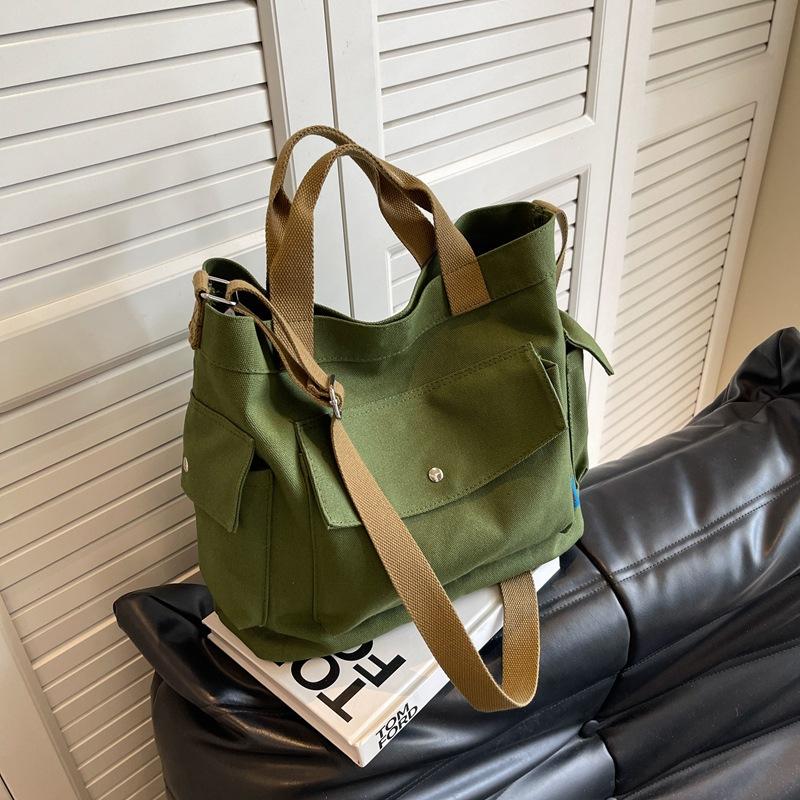 Холщовая женская сумка 2023, модная повседневная сумка через плечо, большая сумка на плечо