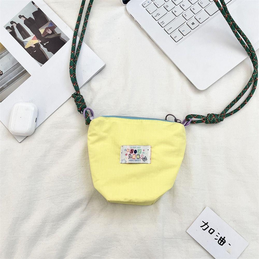 Sweet Dopamine Color Purse Candy Color Crossbody Phone Purse Fashion Canvas Bucket Bag  Students