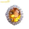 Классический медный сплав овальное кольцо с желтым цирконом женские ювелирные изделия свадебный подарок для вечеринки