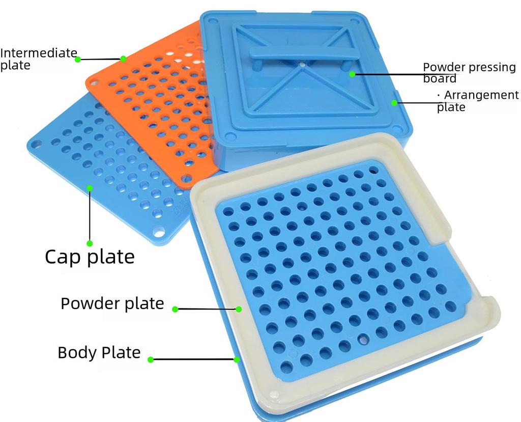 Ручная пластина для заполнения капсул со 100 отверстиями для капсул размера 0